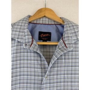 Egara Men's L/S Blue White Silver Check Non-Iron Slim‎ Fit Dress Shirt 2XLT, A1